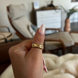 AURORA RING, Golden bronze ring inlayed with sparkling cz stones